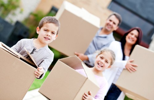 Moving van and packing boxes for Wimbledon house removals